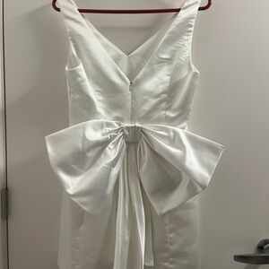 White bow back mini dress